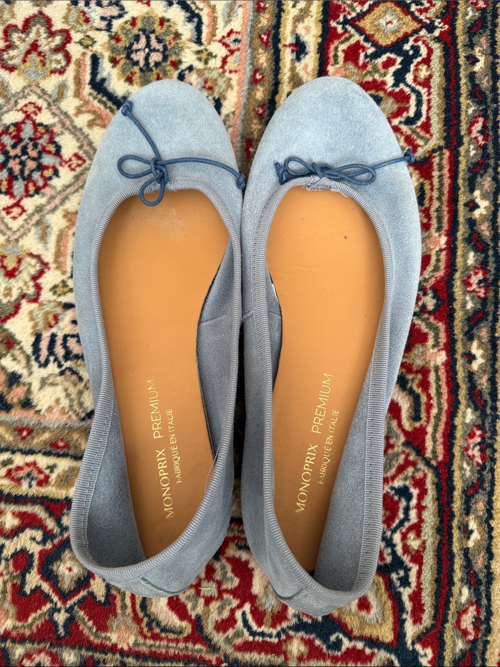 Light Blue Suede Ballet Flats - Monoprix Premium - made in Italy